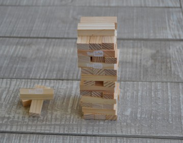 Youtube, wooden blocks forming tower