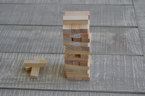 Youtube, wooden blocks forming tower