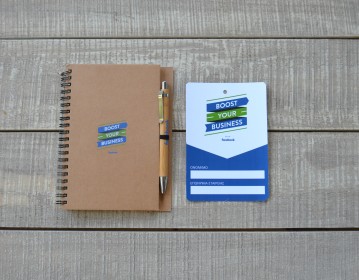 Valuecom, Facebook Spiral Eco Notebook with Pen, Badge