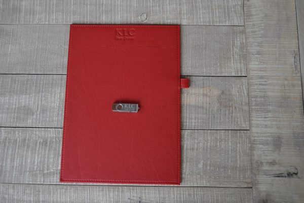 red leather folder