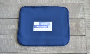 Google blue soft shell laptop pouch