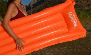 Orange inflatable mat