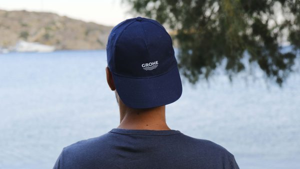 blue cotton cap with logo
