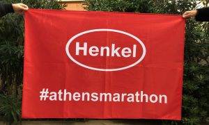 red banner for Athens Marathon