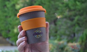 Elbisco, orange silicone bamboo cup