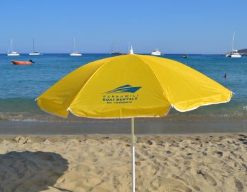 Karadamili Boats, promotional beach umbrella