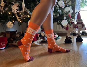 Flipnode, jacquard orange socks