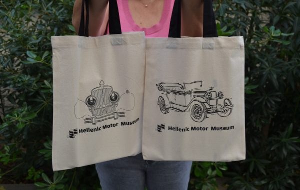 Motor Museum, mini tote bags with black handles