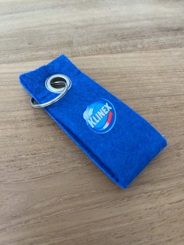 blue felt keyring