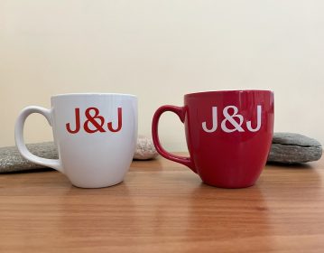 Valuecom, Johnson & Johnson white & red mug