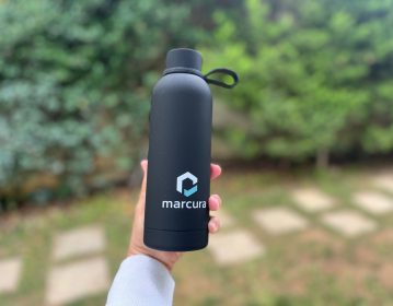 Marcura Group, black rubber water bottle