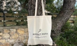 Rocket Path, εκρού πάνινη τσάντα tote