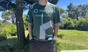 Marcura, dark green running t shirt